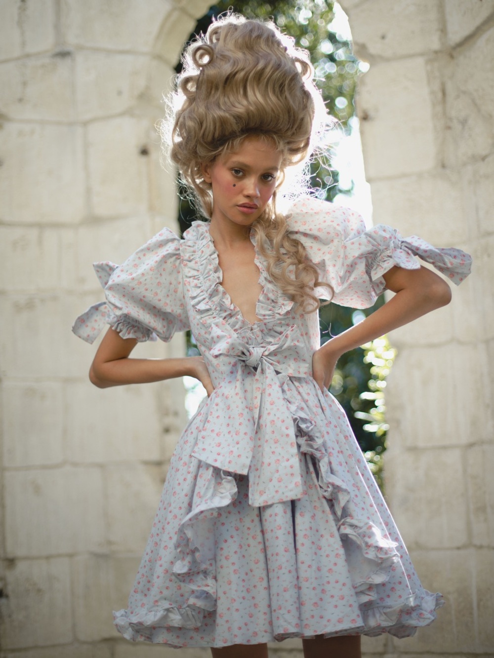 NWT Selkie RARE Marie Chateau Rose Cotton Floral Bow Ruffle Mini Dress M